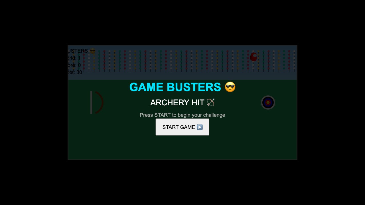 Game Busters Archery Hit start screen