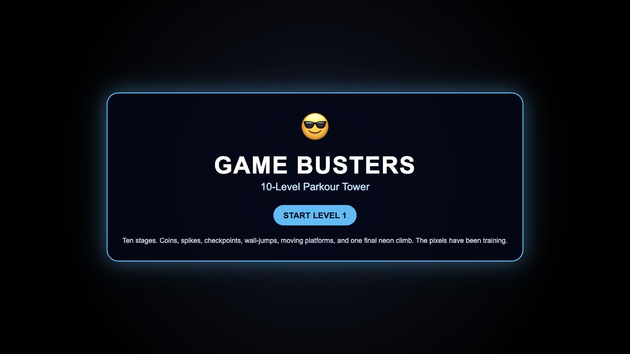 Game Busters Parkour start screen