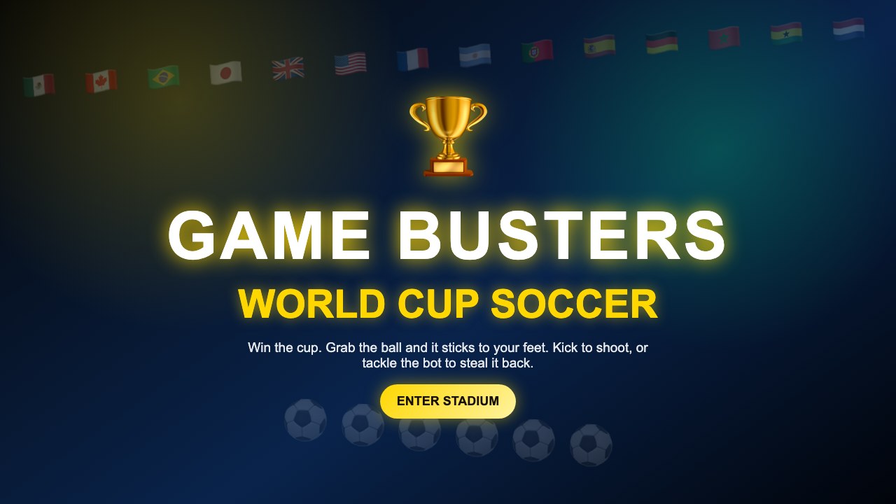 Game Busters World Cup Soccer start screen