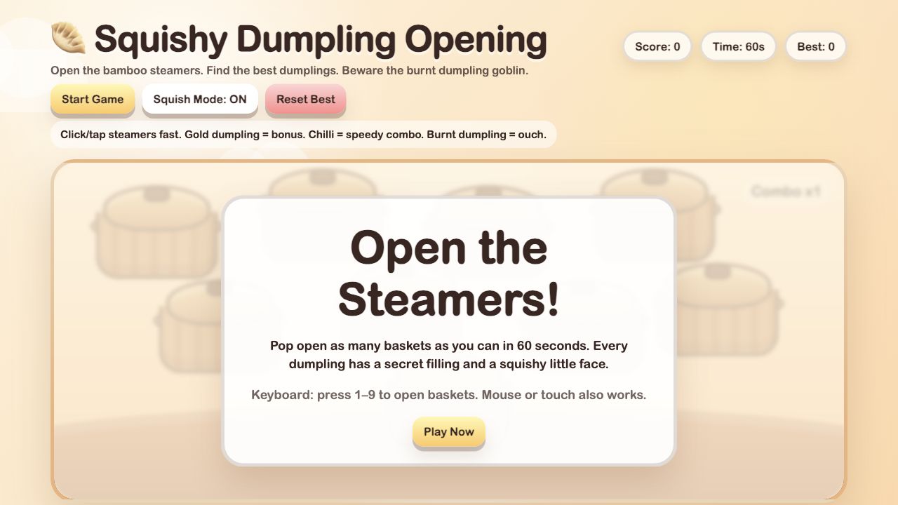 Squishy Dumpling Opening start screen
