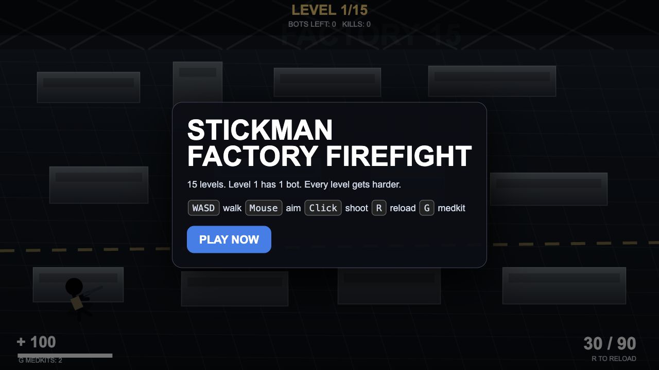 Stickman Factory Firefight start screen